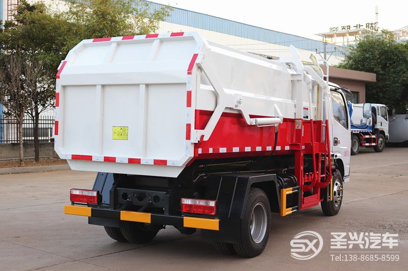 國六-東風福瑞卡5方側裝掛桶垃圾車
